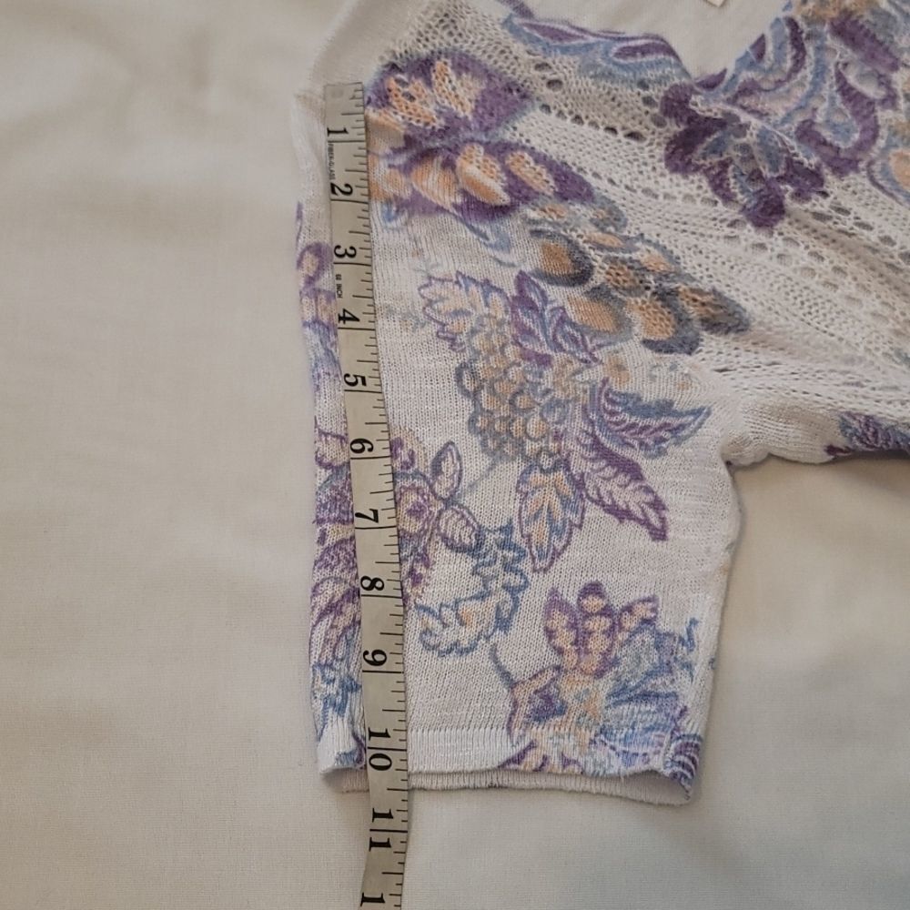 Chico's floral short sleeve sweater size 0(xs) - Picture 8 of 10
